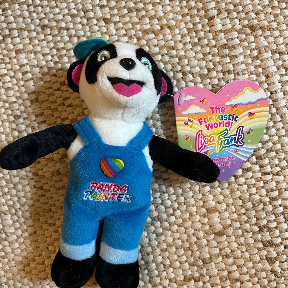 Lisa Frank Panda Plush with Rainbow Eye Embroidery and Pink Tag